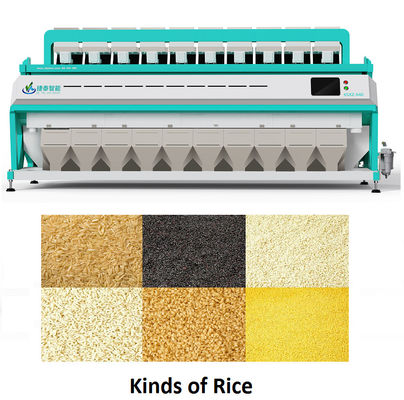 CCD Intelligent Digital Rice Color Sorter Machine 10 Chutes Green Color